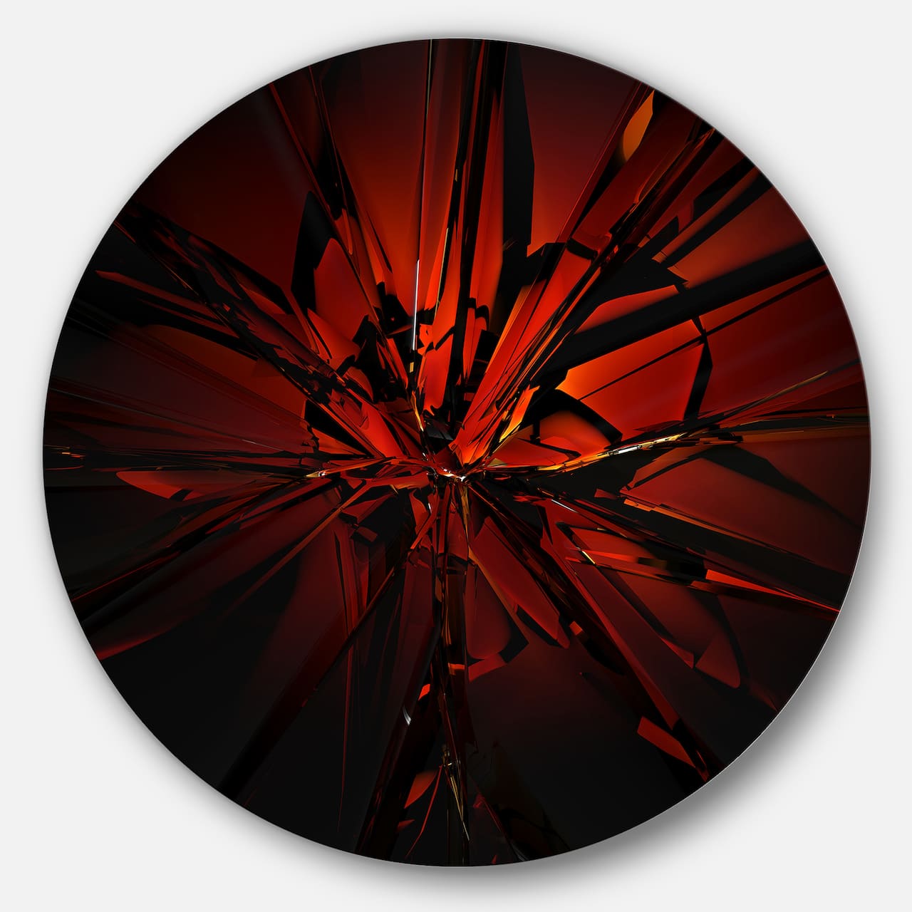 Designart - Beautiful Red 3D Crystal Design' Abstract Round Circle Metal Wall Art